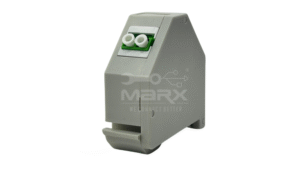 Din Rail Mount Box 35mm With Short Wing LC/APC Coupler - Single Mode - Duplex - Green