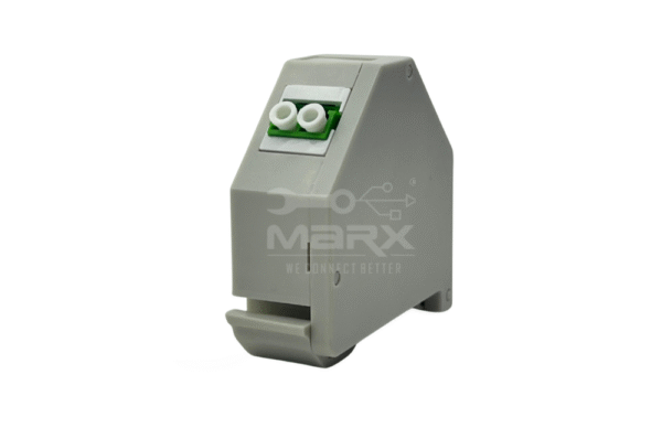 Din Rail Mount Box 35mm With Short Wing LC/APC Coupler - Single Mode - Duplex - Green