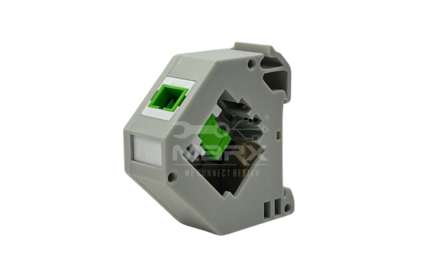 Din Rail Mount Box 35mm With Short Wing SC/APC Coupler  Single Mode - Simplex - Green