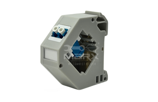 Din Rail Mount Box 35mm With Short Wing LC Coupler - Single Mode - Duplex - Blue