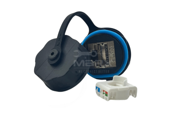 Marx - Made Of Nylon PA66 - M23 Water Proof Tube - Built In - RJ45 Cat - 6A Keystone Jack - Blue Ring - Only For Panel Wall Mount Use