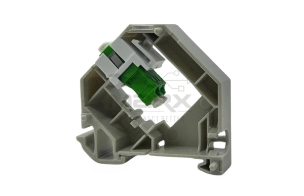 Din Rail Mount Box 35mm With Short Wing LC/APC Coupler - Single Mode - Duplex - Green