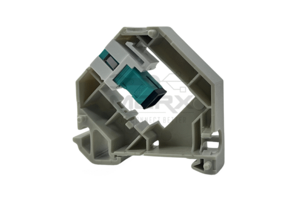 Din Rail Mount Box 35mm With Short Wing LC Coupler - OM3 Mode - Duplex - Aqua Blue
