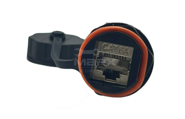 Marx - Made Of Nylon PA66 - M23 Water Proof Tube - Built In - RJ45  Cat - 6A Keystone Jack - Orange Ring - Only For Panel Wall Mount Use