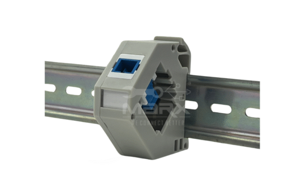 Din Rail Mount Box 35mm With Short Wing SC Coupler - Single  Mode - Simplex - Blue