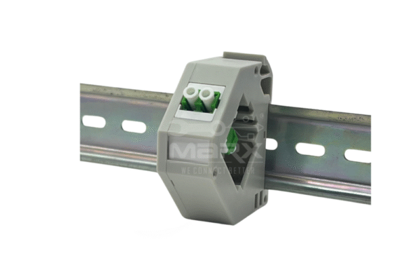Din Rail Mount Box 35mm With Short Wing LC/APC Coupler - Single Mode - Duplex - Green