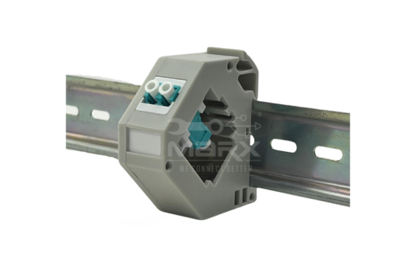 Marx Din Rail Mount Box 35mm With Short Wing SC Coupler - OM3  Mode - Simplex - Aqua Blue