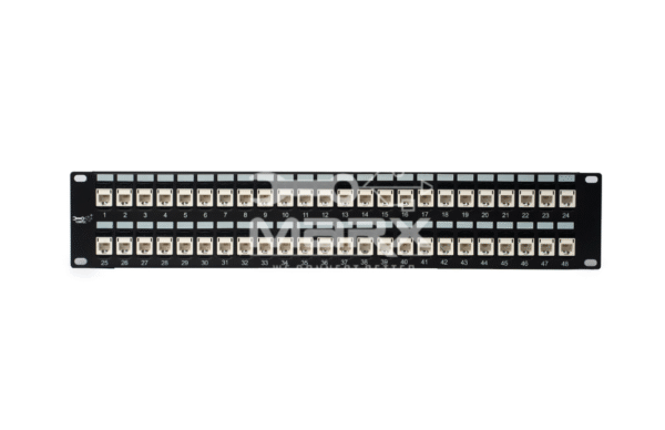 2U - 48Port Cat - 6a - STP loaded Patch Panel - 180°