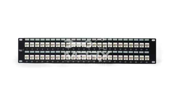 2U - 48Port Cat - 8 - STP loaded Patch Panel - 180°