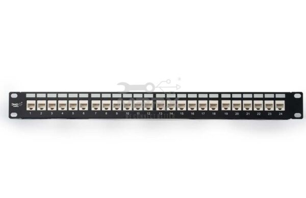 24Port Cat - 7 - STP Loaded Patch Panel - 180° with Cable  Manager
