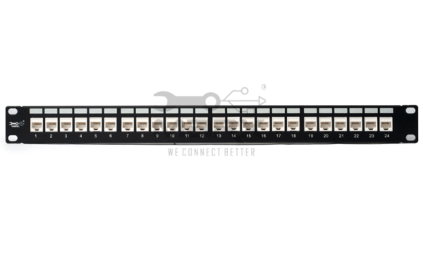 24Port Cat - 8 - STP Loaded Patch Panel - 180° with Cable  Manager
